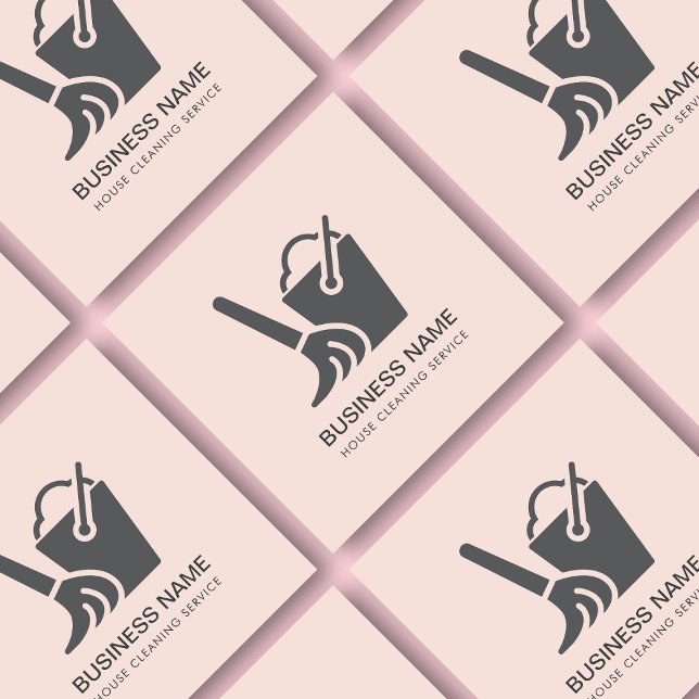 House Cleaning Service Logo Blush Pink  Square Business Card (Creator Uploaded)