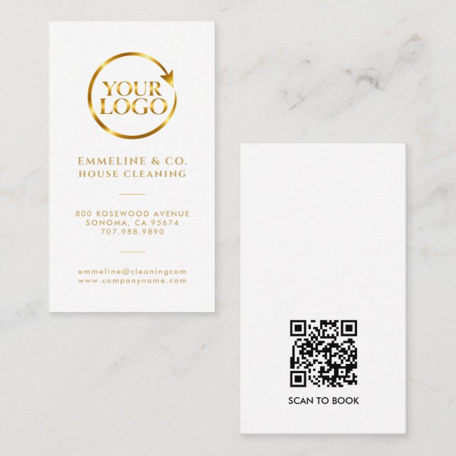 House Cleaning Service Logo QR Code Business Card (Front/Back)