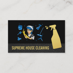 House Cleaning Service Maid Spray Bottle Business Card