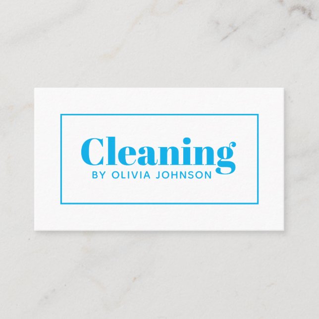 House Cleaning Service Minimal Blue Business Card  (Front)