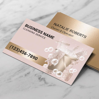 House Cleaning Service Modern Blush Pink & Gold Business Card