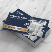 House Cleaning Service Modern Navy Blue & Silver