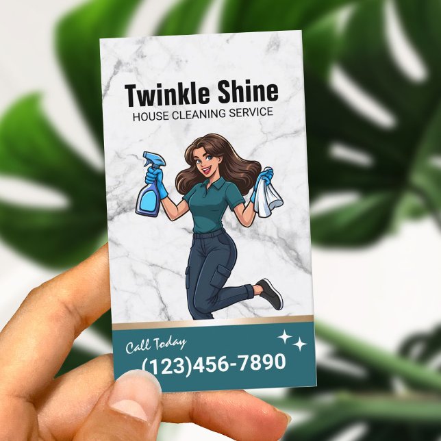 House Cleaning Service Modern Teal Housekeeping Business Card (Creator Uploaded)