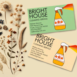 House Cleaning Service Spray Bottle Retro Colourfu Business Card