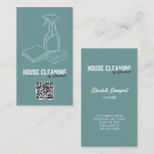 House Cleaning Service Teal Modern QR Code