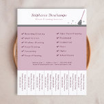 House Cleaning Service Tear Off Strips Flyer<br><div class="desc">A Flyer with Tear Off Strips in pink and grey tones with an illustration of a broom and its stars. It is fully customisable and can be suitable for activities such as house cleaning,  janitorial,  maid,  etc.</div>
