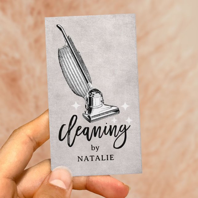 House Cleaning Service Vintage Vacuum Cleaner Business Card (Creator Uploaded)
