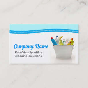 House Cleaning Service White & Blue Card