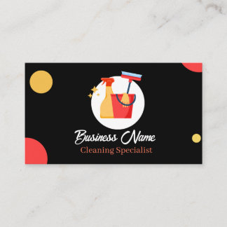 House Cleaning Services Business Card Black