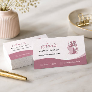House Cleaning Services Dusty Rose Business Card