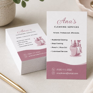 House Cleaning Services Dusty Rose Business Card