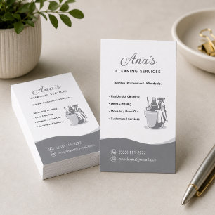 House Cleaning Services Grey Business Card