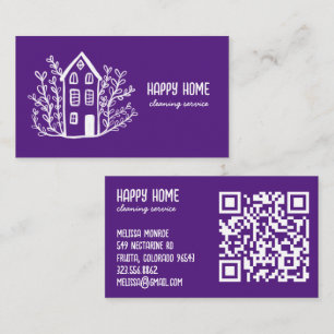 House Cleaning Services Hand Drawn Doodle QR Code Business Card