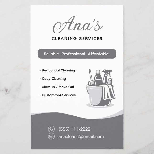 House Cleaning Services Housekeeping Grey Flyer (Front)