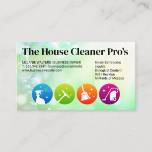 House Cleaning Services Icons Business Card