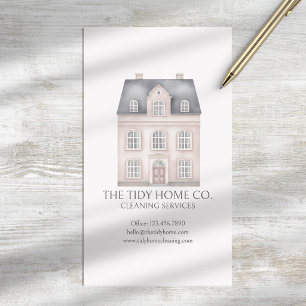 House Cleaning Services Minimal Pink Grey Business Card