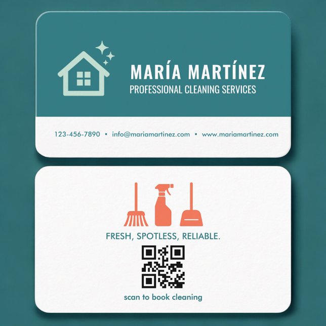 House Cleaning Services QR Code Professional Business Card (Creator Uploaded)