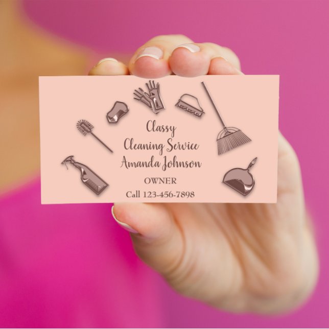 House Cleaning Services Rose Logo Maid Office lux Business Card (House Cleaning Services Rose Logo Maid Office lux Business Card)
