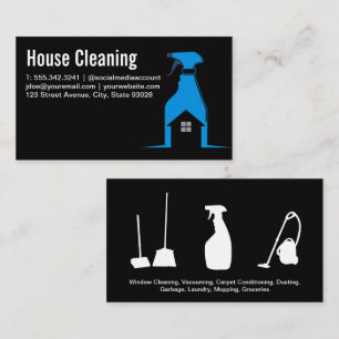 House Cleaning Spray Bottle Home Logo Business Card