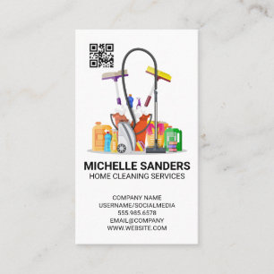 House Cleaning Tools Maid Chores Business Card