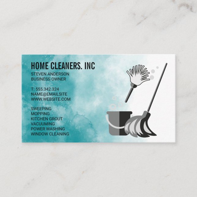House Cleaning Tools | Maid Sanitising Business Card (Front)