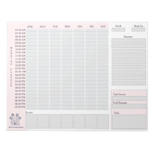 House Cleaning Weekly Planner   Expense Tracker Notepad