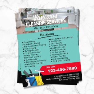 House Cleaning Window Cleaning Maid Service Teal Flyer