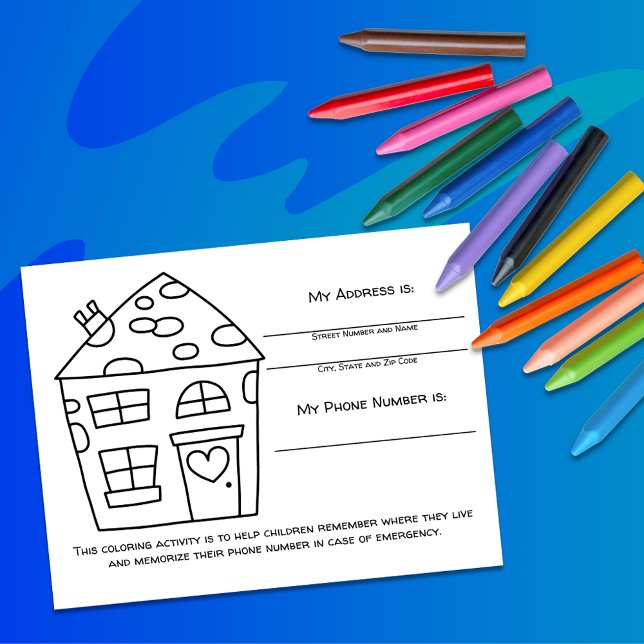 House Colour Emergency Info for Kids Activity Card (Creator Uploaded)