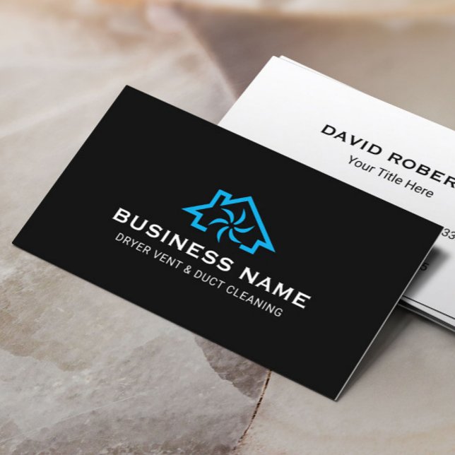 House & Fan Logo Dryer Vent Duct Cleaning Service Business Card (Creator Uploaded)