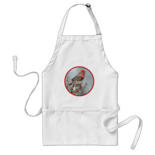 House Finch in Snow - Original Photograph Standard Apron