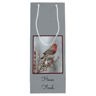 House Finch in Snow - Original Photograph Wine Gift Bag