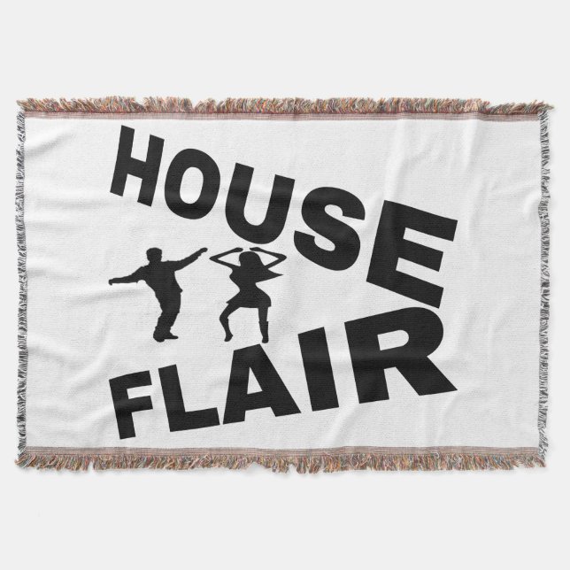 HOUSE FLAIR BLACK FONTS RAINBOW BG THROW BLANKET (Front)