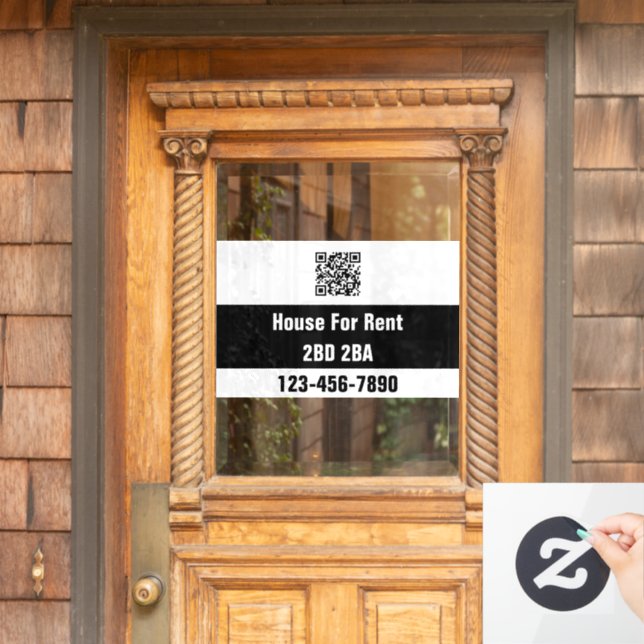 House For Rent Black White Number Bed Bath QR Code (Home Door)