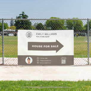 House for Sale Real Estate Logo QR Code Banner