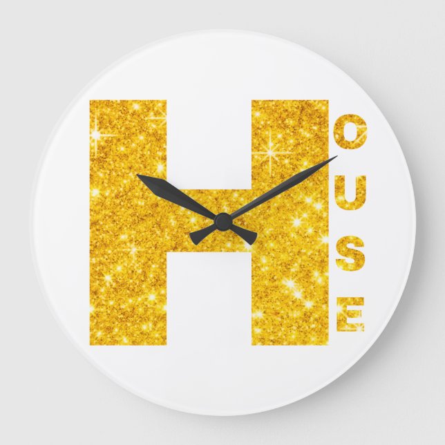 HOUSE GOLD & GLITTER FONTS #1 LARGE CLOCK (Front)