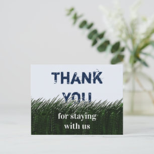 House Guest Thank You Grass Sky Appreciation Postcard