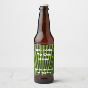 House Guest  Welcome Green Palm Leaf Appreciation Beer Bottle Label