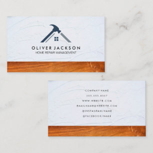 House Hammer Logo Stucco Wood Business Card