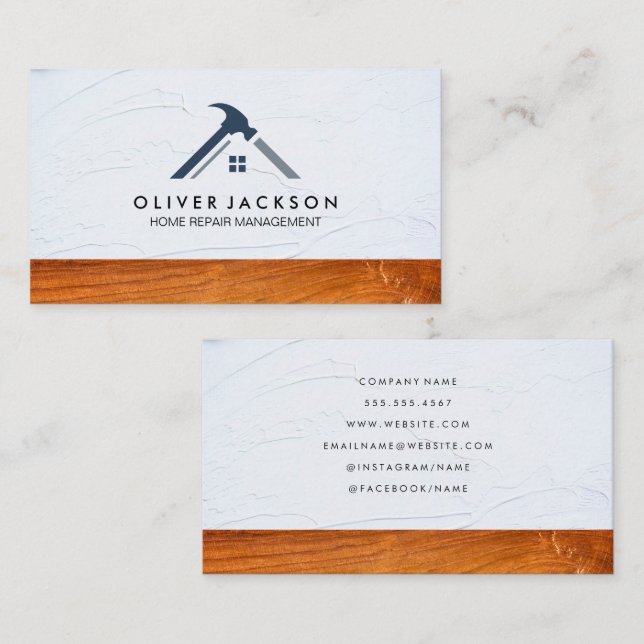 House Hammer Logo | Stucco Wood Business Card (Front/Back)