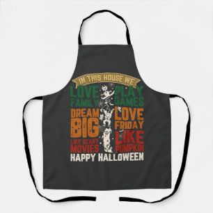House Happy Halloween Monsters Spiderwebs Apron