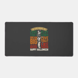 House Happy Halloween Monsters Spiderwebs Desk Mat
