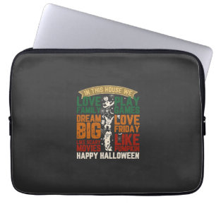 House Happy Halloween Monsters Spiderwebs Laptop Sleeve