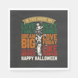 House Happy Halloween Monsters Spiderwebs Napkin