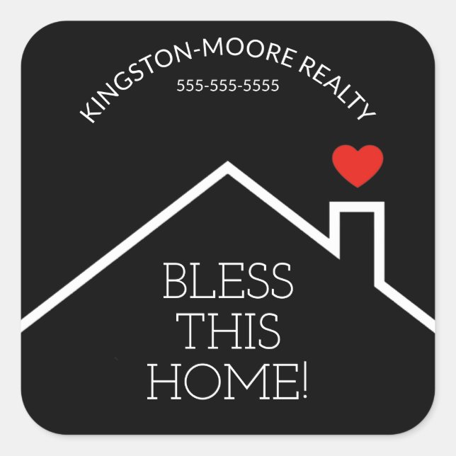 House Heart Custom Realtor Square Sticker (Front)