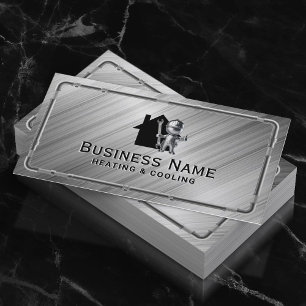 House Heating Cooling System Repair Modern Metal Business Card