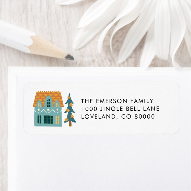 House Holiday Return Address Label (Insitu)