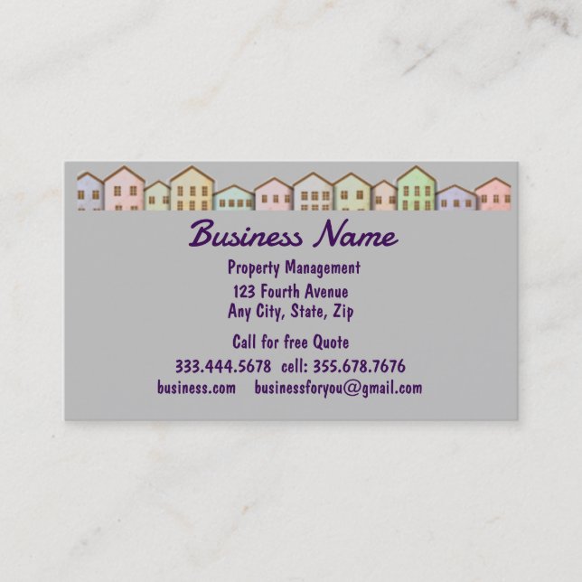 House Home Business Professional Property Mgmtl Business Card (Front)