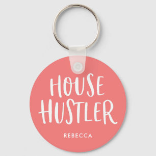 House Hustler Real Estate Coral Personalized Agent Key Ring