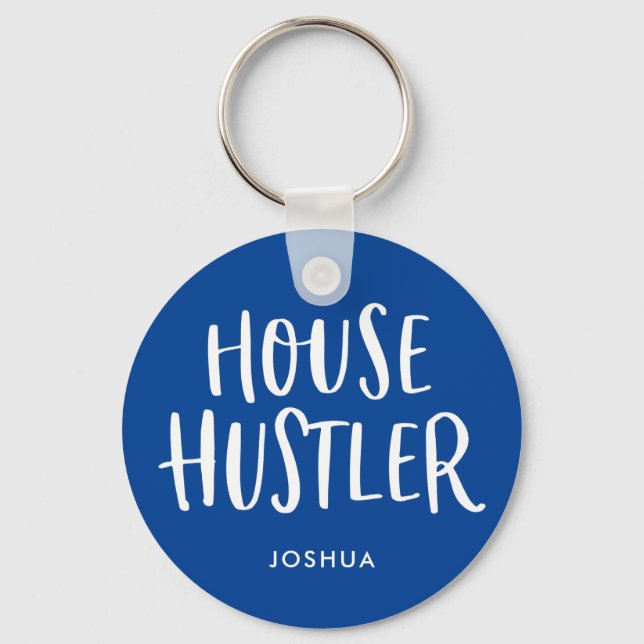 House Hustler Real Estate Personalized Agent Mens Key Ring (Front)