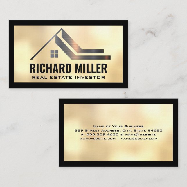 House Icon Metallic Business Card (Front/Back)